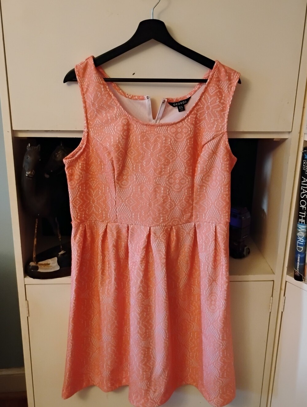 George Coral Pink Textured Sleeveless Mini Dress